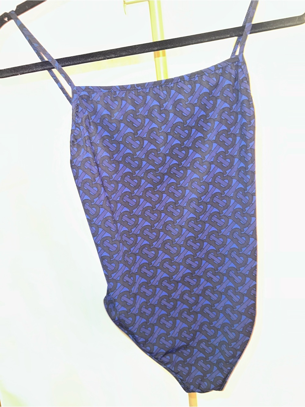 NWT Burberry Monogram Print Blue One-Piece Swimsuit
